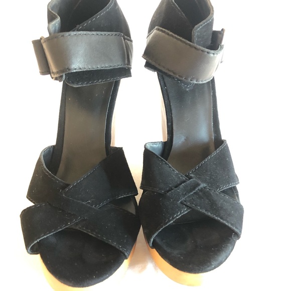 Wood and suede platform high heels. Joe’s~ - Picture 4 of 5